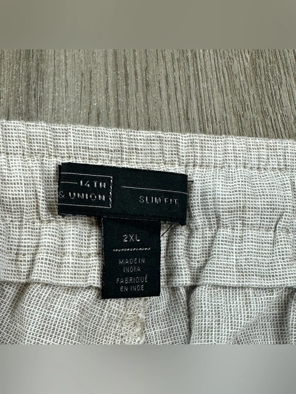 14th & Union Pants Mens 2XL Linen Blend Elastic Waist Nordstrom Beige NEW